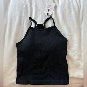 Laslulu Black Ribbed Top